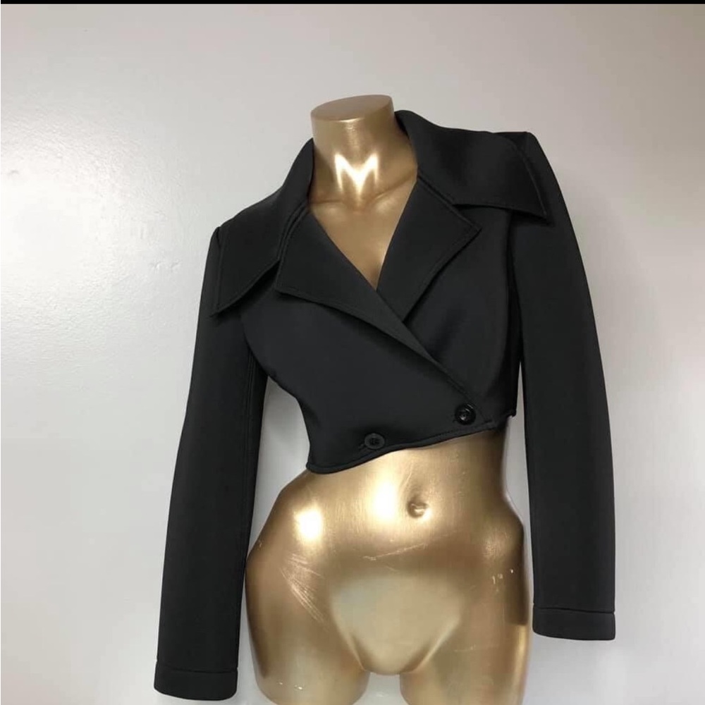 Cropped Black Double Breasted Jacket - image 4
